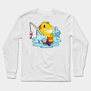 Fish with Fishing rod in Water Long Sleeve T-Shirt